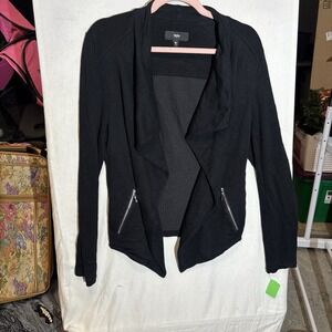 Mossimo Women's Black Jacket Cardigan Size M Draped Front Long Sleeve Pockets